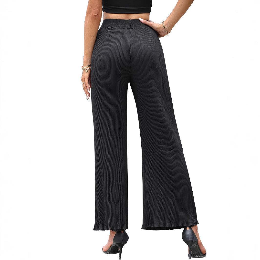 Pantalons plissés décontractés pour femmes avec une taille élastique et une coupe large Levoire