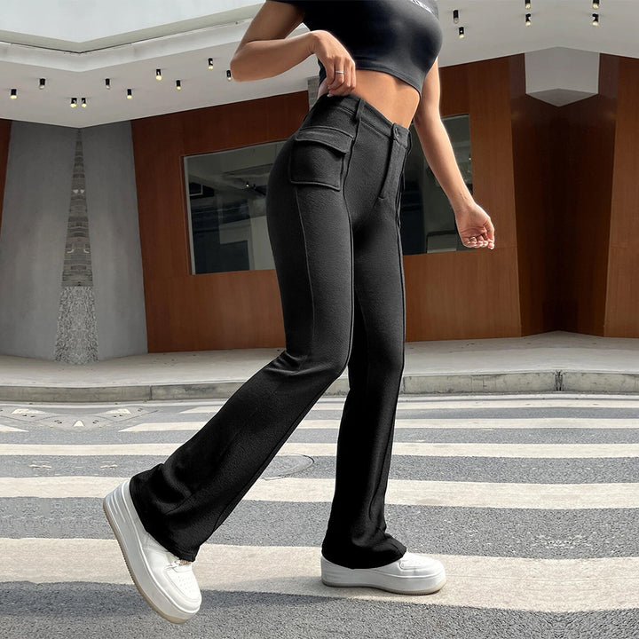 Pantalons palazzo classiques pour femmes avec poches plaquées et taille haute Levoire