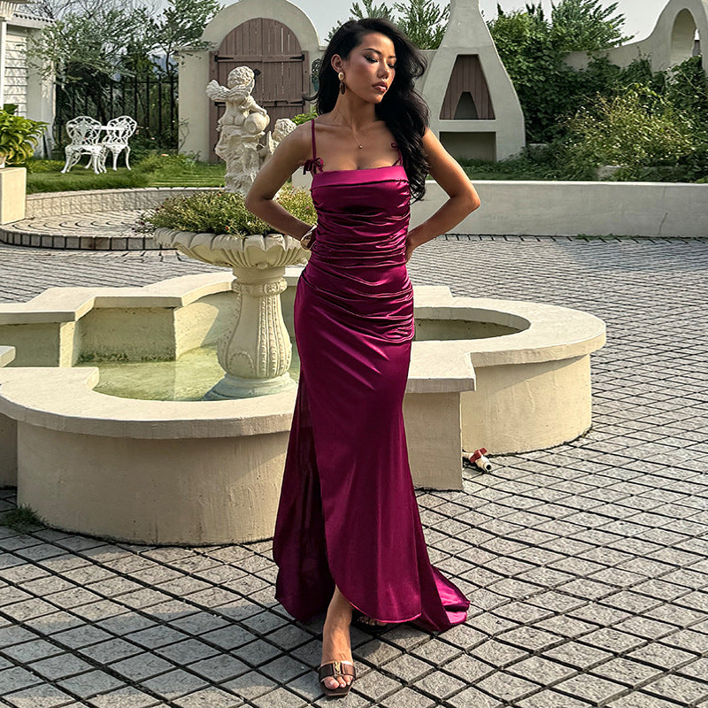 Robe Maxi Élégante pour Femmes avec Éléments de Rassemblement Sophistiqués Levoire