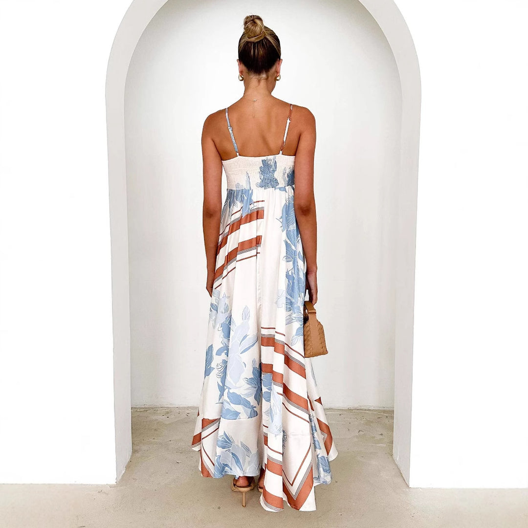 Robe maxi femme avec des bretelles élégantes et des accents floraux Levoire