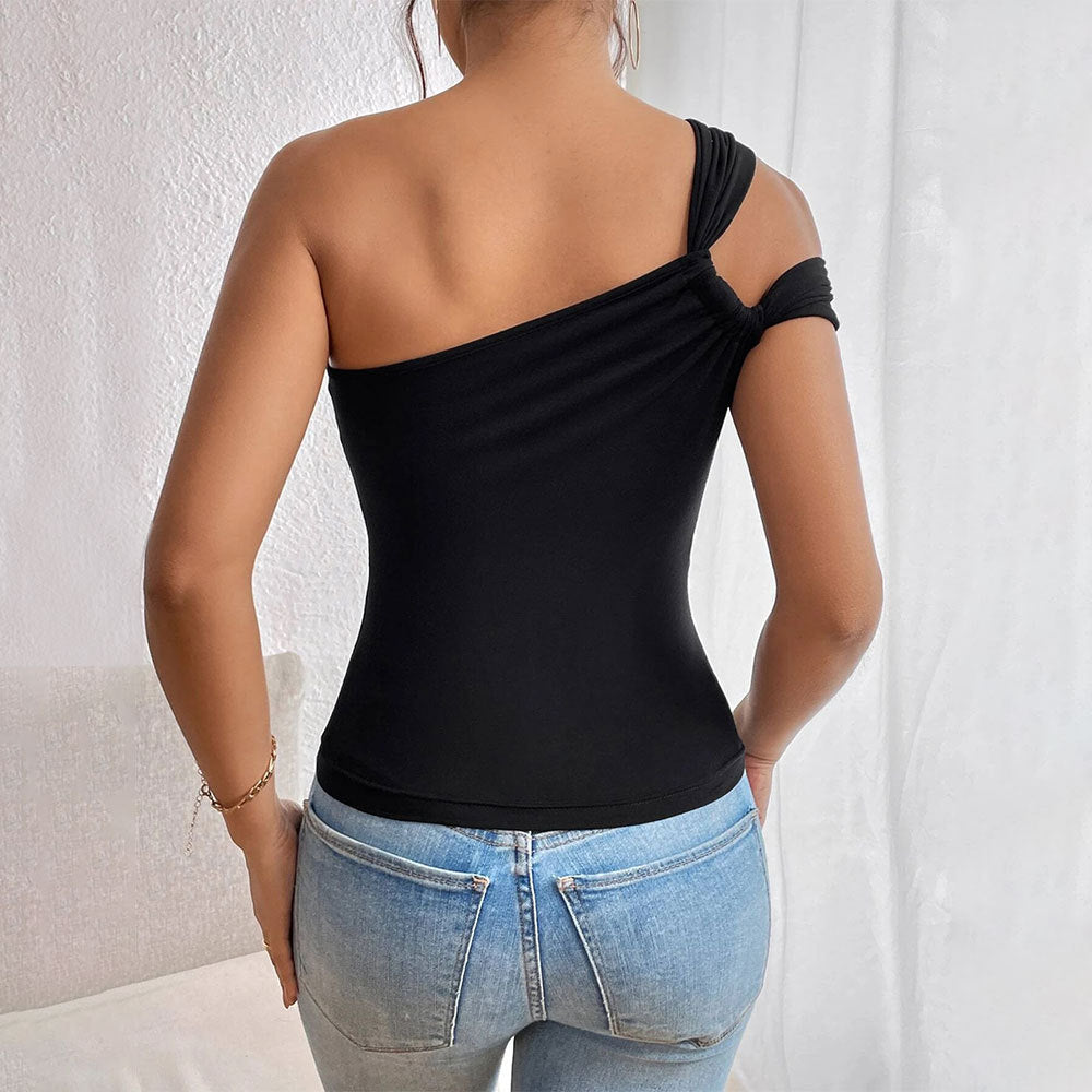 Body sans manches pour femmes avec design asymétrique et décolleté en U Levoire