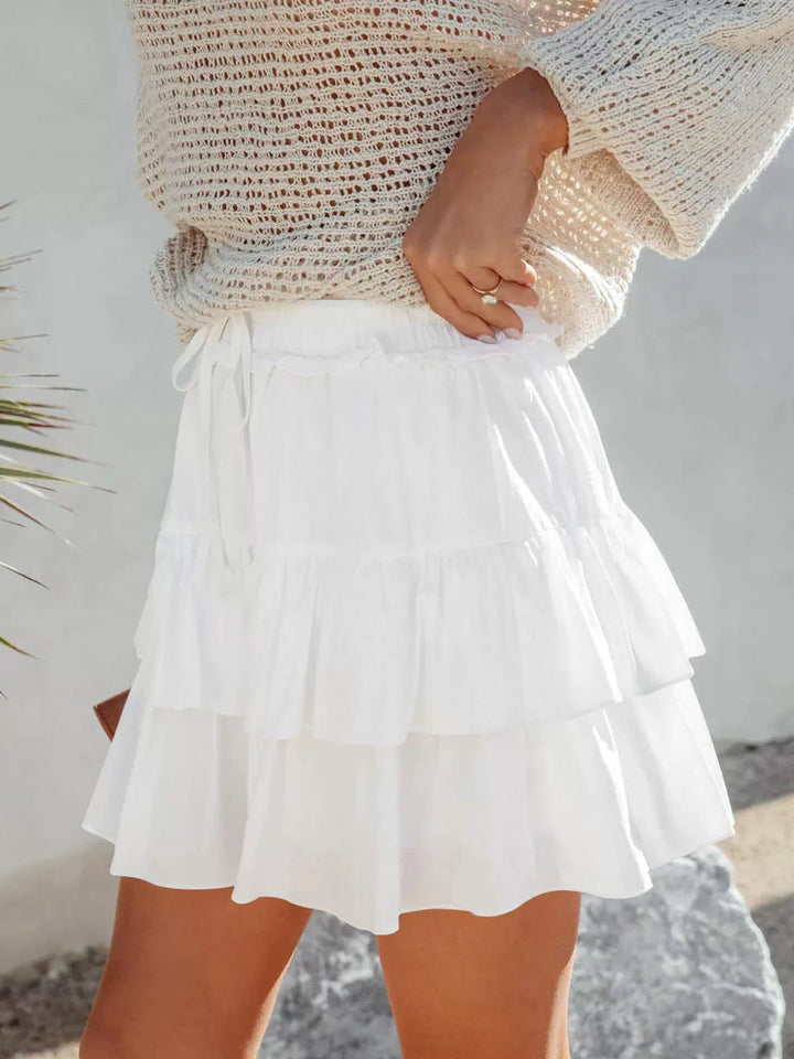 Levoire | Jupes mini haute taille en céramique froncée tendance Blanc