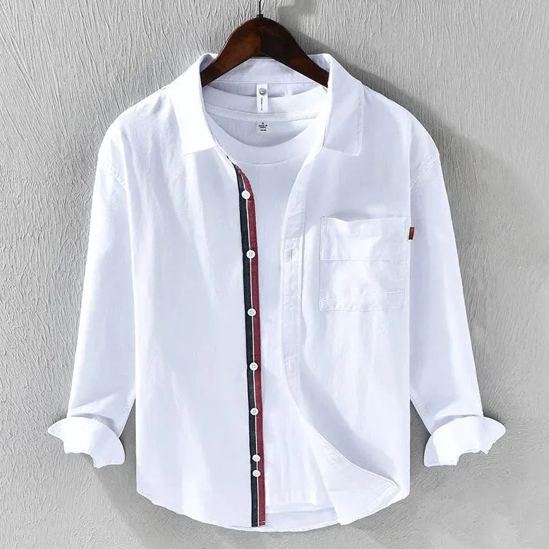 Levoire | Chemise à manches longues pour hommes décontractée Blanc