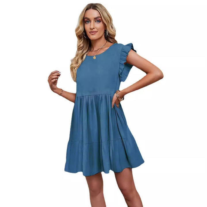 Robe courte à volants pour femmes avec silhouette en A et fente latérale Levoire
