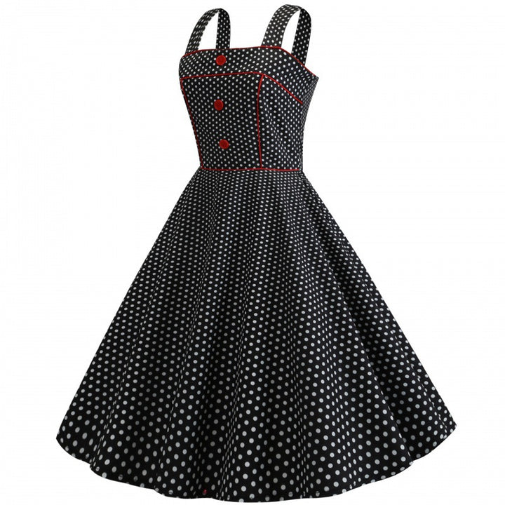 Robe Swing à Pois Vintage pour Femmes Levoire