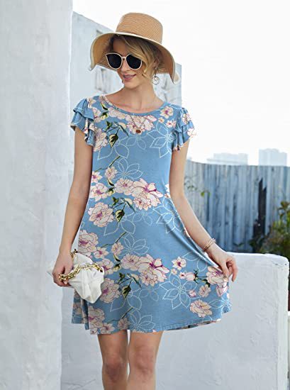 Robe d'été florale pour femmes avec détails envolés et jupe évasée Levoire