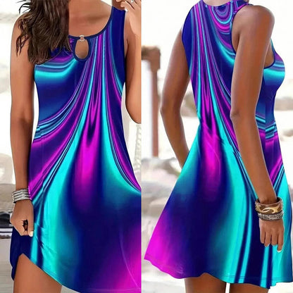 Levoire | Robe imprimée d'été sans manches robe imprimée mi-hauteur