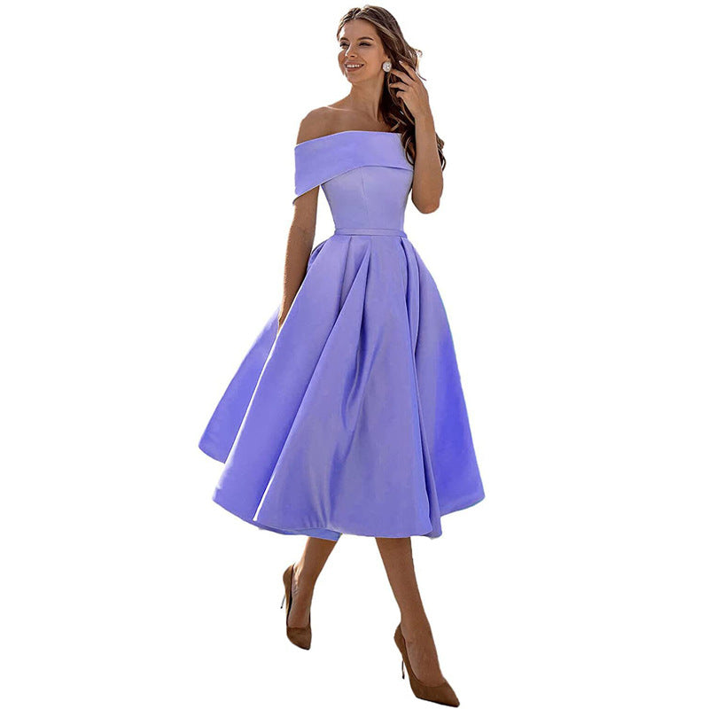 Levoire | Robe de soirée satinée sans bretelles lässig Lavande