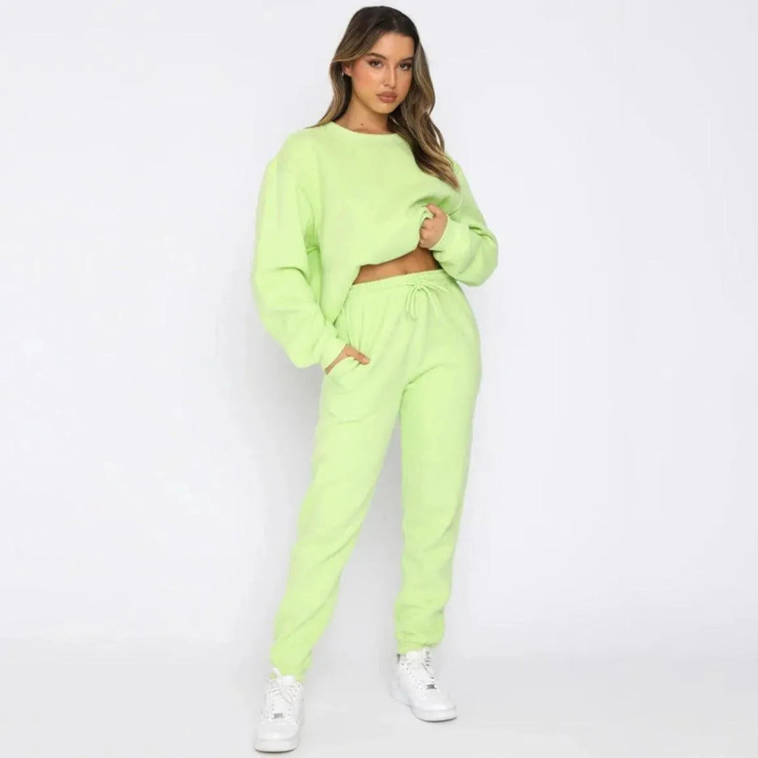 Levoire | Ensemble décontracté et à la mode avec un col rond fixe pour femmes Vert