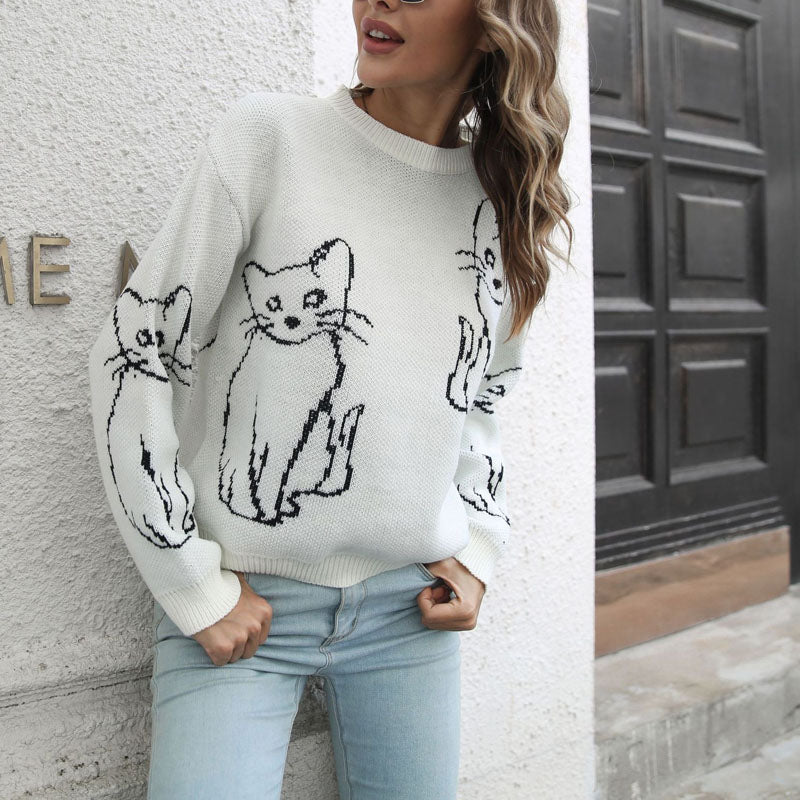 Levoire | En Tricot À Imprimé Chat