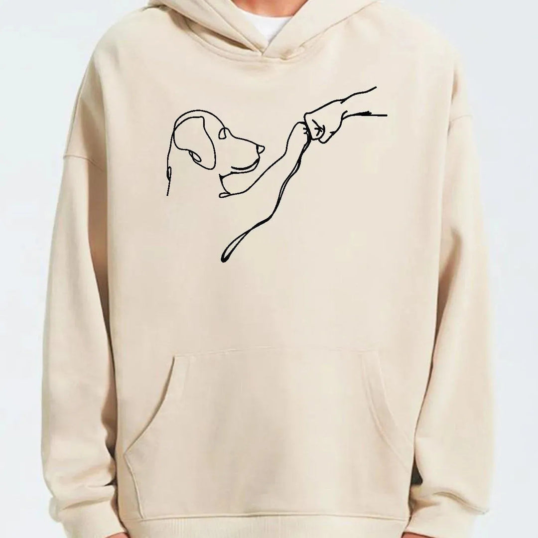 Levoire | Sweat à capuche imprimé chien et homme Khaki
