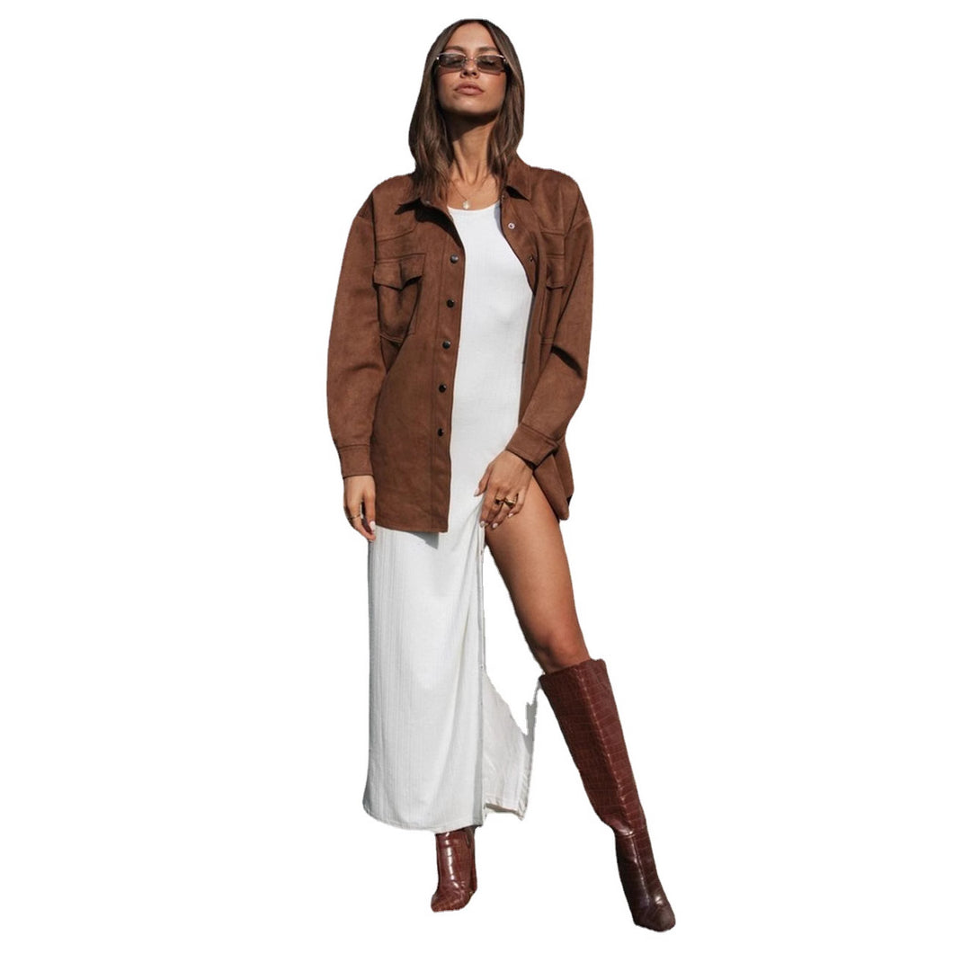 Blouse surdimensionnée pour femmes en imitation suède douce Levoire