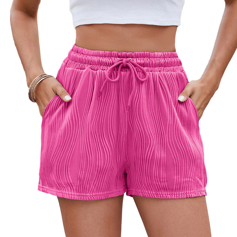 Levoire | Confortables shorts unis décontractés avec cordon de serrage Barbie Rose