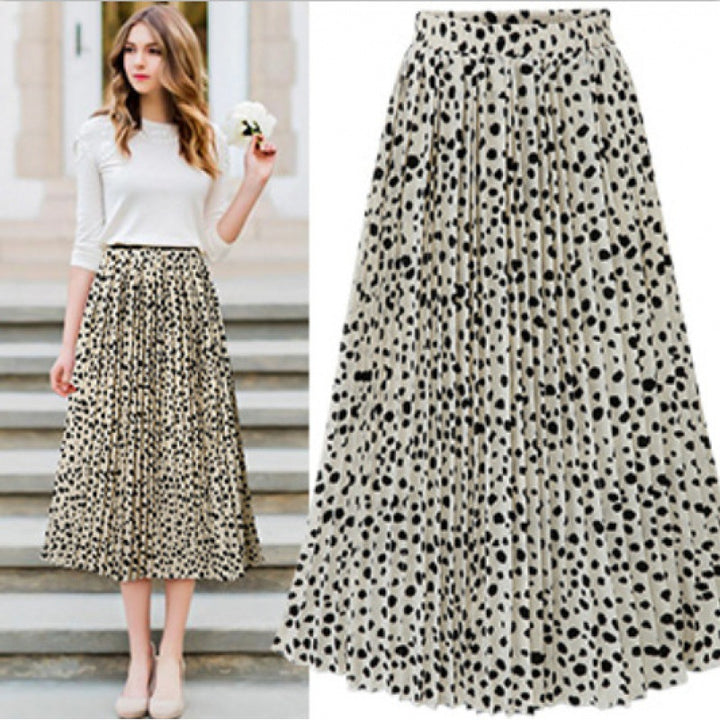Jupe midi pour femme avec des plis amusants et un motif à pois doubles Levoire