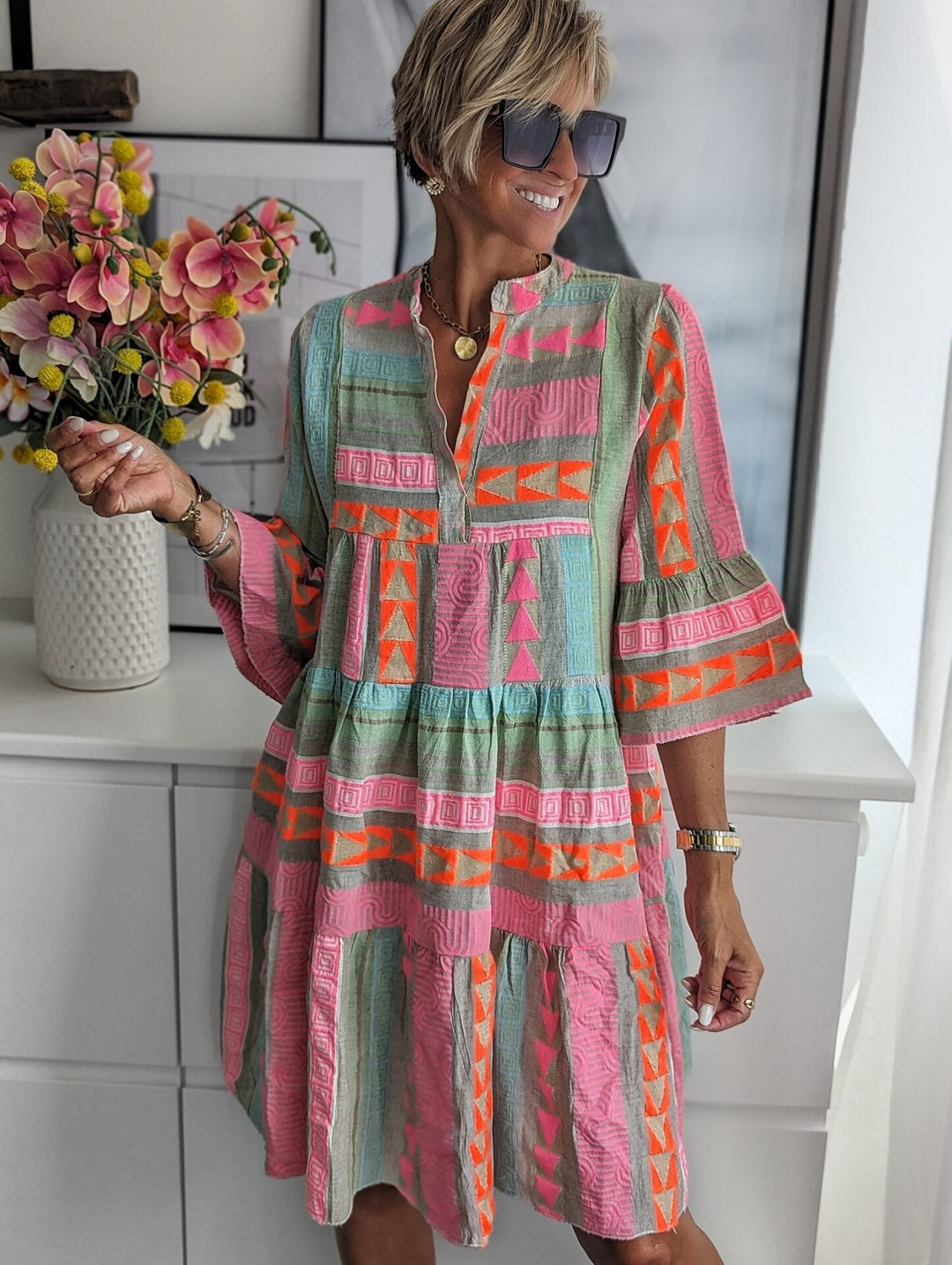 Levoire | Robe Bohémienne Avec Motif Ethnique