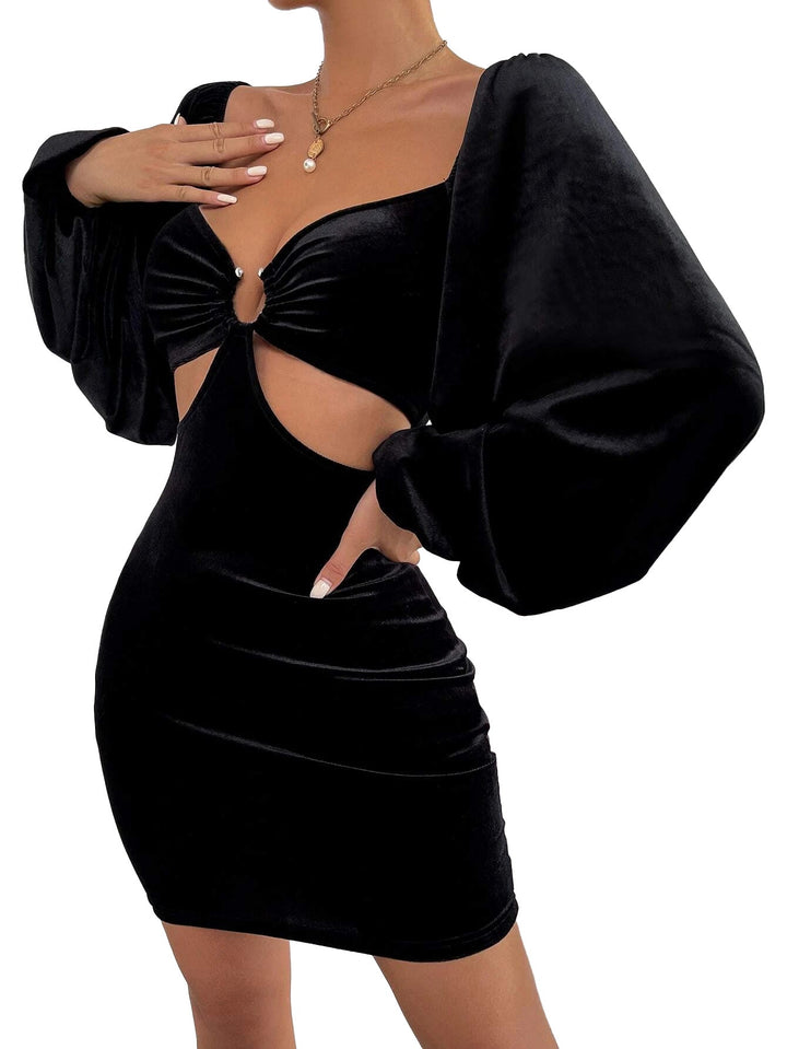 Levoire | Robe en velours Manches bouffantes Robe fourreau en velours