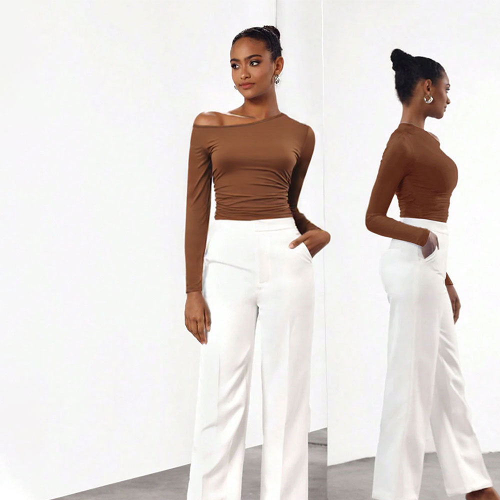 Chemise à manches longues asymétrique pour femmes avec décolleté sophistiqué Levoire