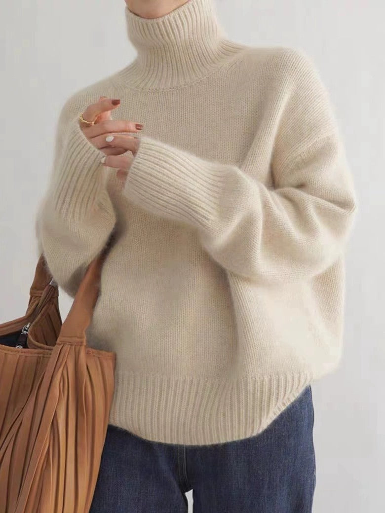Pull à col roulé confortable pour femme en fine laine Levoire