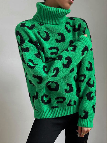 Levoire | Pull Vert Élégant Avec Motif Léopard P