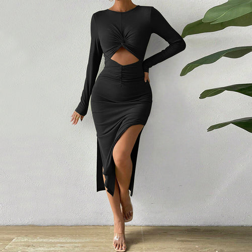 Robe midi pour femme avec des détails de volants complexes et des découpes sexy Levoire