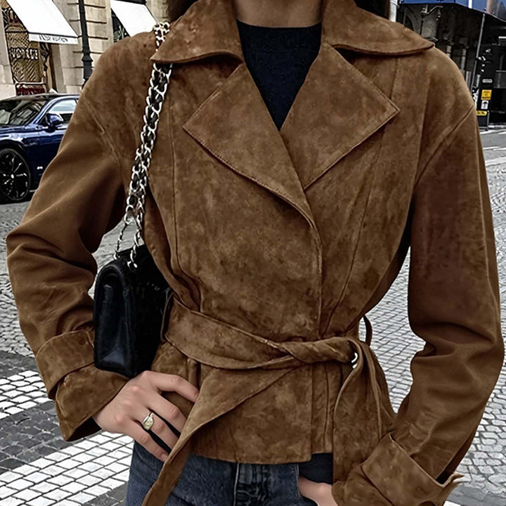 Veste en suédine pour femmes avec ceinture et confort luxueux Levoire