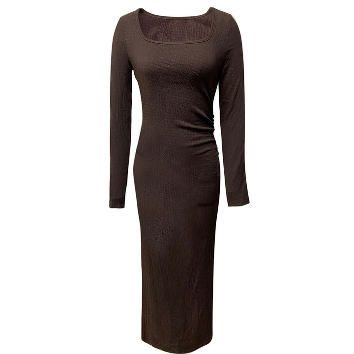 Robe maxi pour femmes avec décolleté carré profond et manches longues Levoire