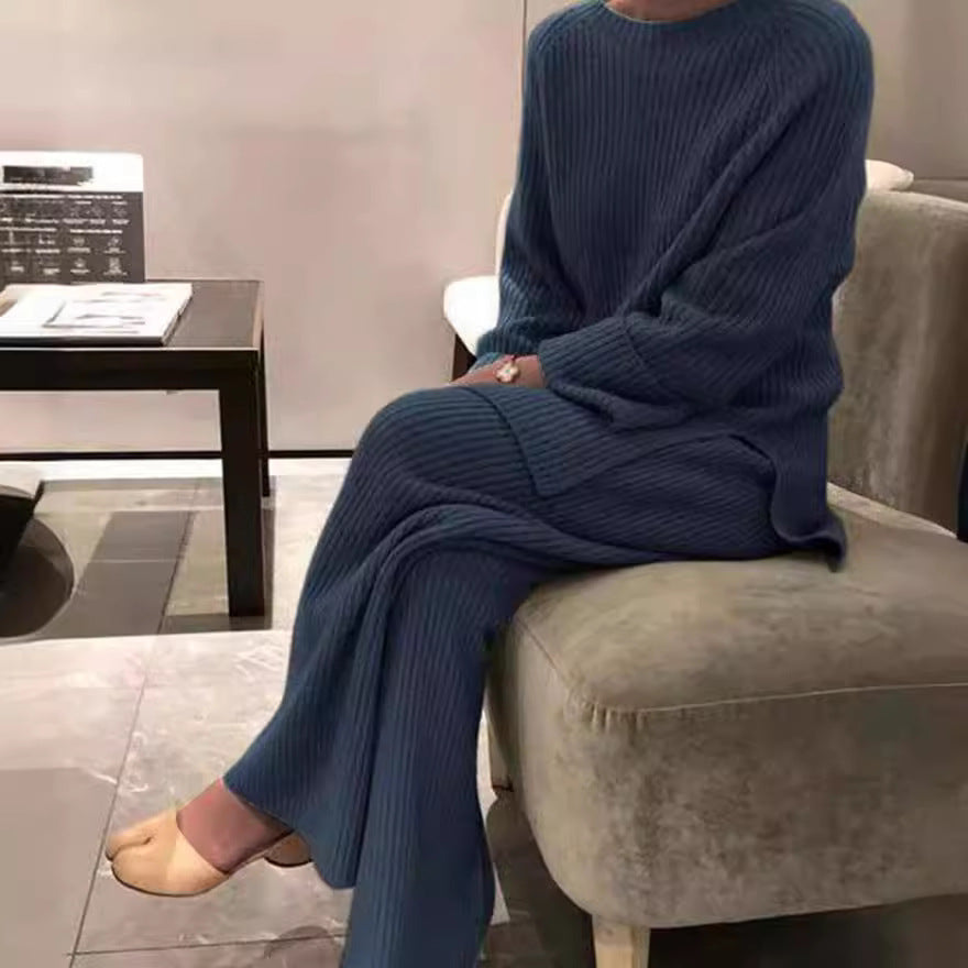 Costume en tricot côtelé pour femmes avec haut ample et jambes larges Levoire