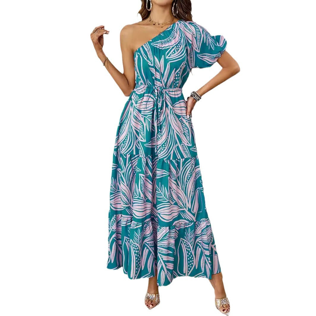 Robe Maxi d'été pour femmes avec coupe asymétrique et motif floral Levoire