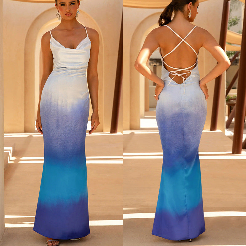 Robe Maxi Élégante pour Femmes avec Tissu Fluide et Décolleté en V Profond Levoire