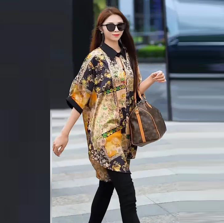 Levoire | Robe imprimée motif d'été combinée jupe longue 8386
