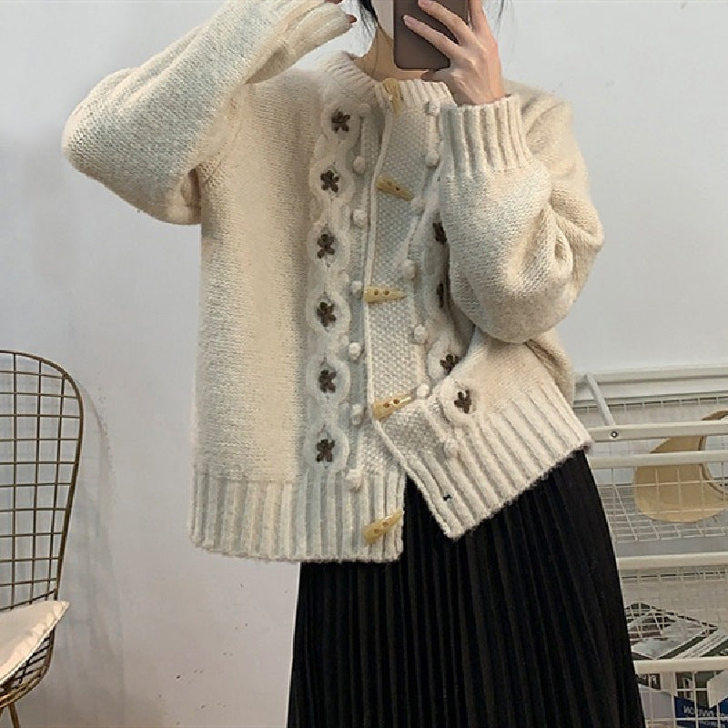 Levoire | Tricoté Décontracté À Fleurs Beige Taille Unique