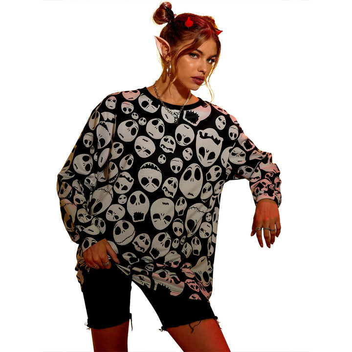 Sweatshirt surdimensionné pour femmes avec un design de crâne unique Levoire