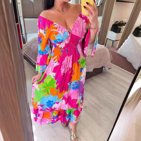 Levoire | Grande Taille Keijun Robe à Col V Fleur