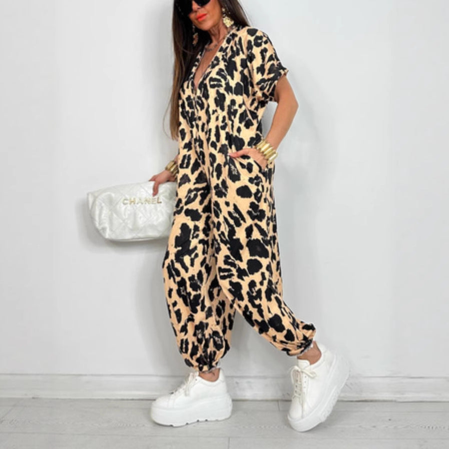 Combinaison oversize pour femmes avec un imprimé léopard moderne et des poches pratiques Levoire