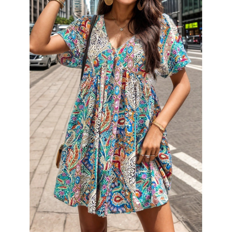 Robe d'été pour femme avec motif floral et coupe ample Levoire