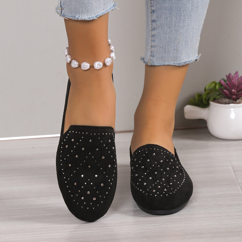 Levoire | Mules Plates Luxueuses Avec Détails En Cristal Pour Femmes Noir
