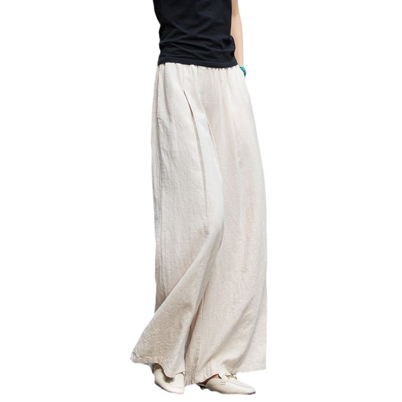 Pantalons larges en lin pour femmes avec une coupe élégante et une taille élastique Levoire