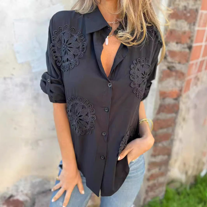 Blouse Élégante pour Femmes avec Application de Dentelle Artistique Levoire