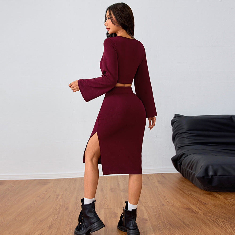 Ensemble femme avec un crop top léger et une jupe midi moulante Levoire
