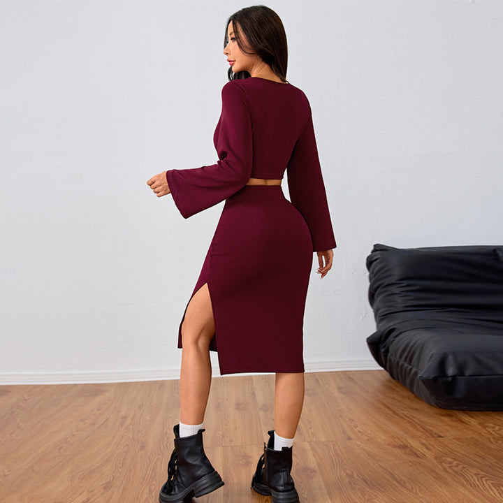 Ensemble femme avec un crop top léger et une jupe midi moulante Levoire