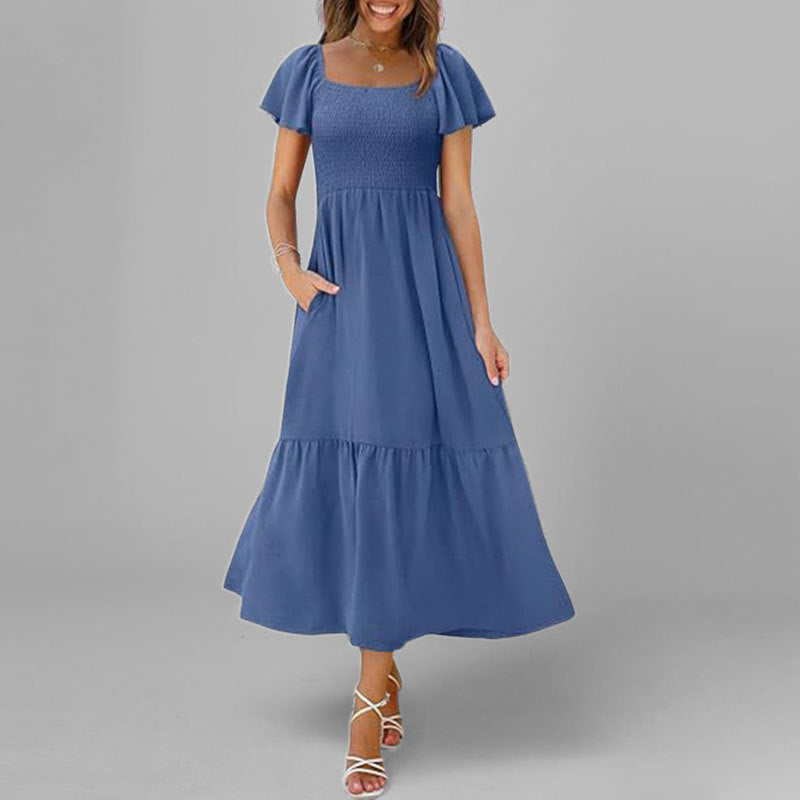Robe maxi pour femmes avec un décolleté carré élégant et des manches volumineuses Levoire