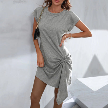 Levoire | Pull à col roulé Robe tricotée à manches courtes Gris