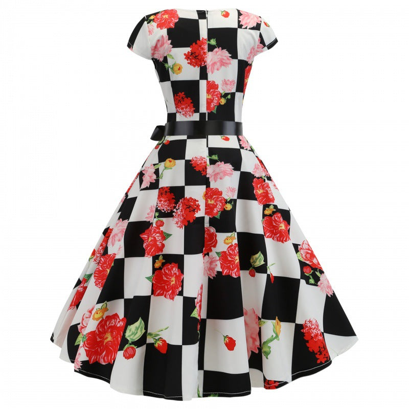 Robe swing femme avec motif floral et ceinture de taille élégante Levoire