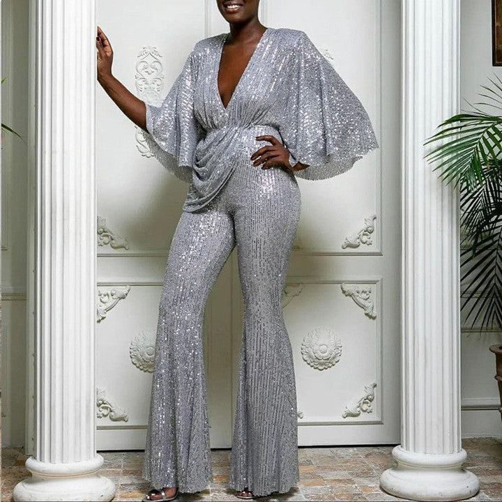 Levoire | Sensuelli profondeur V dos long salopette pantalon Argent