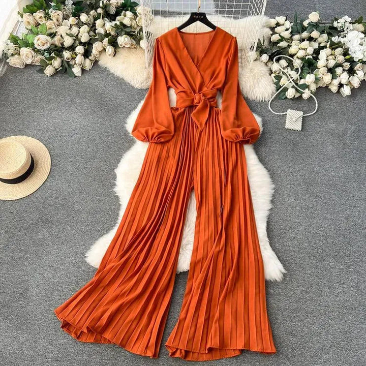 Levoire | Combinaison femme avec des manches bouffantes Orange Taille libre