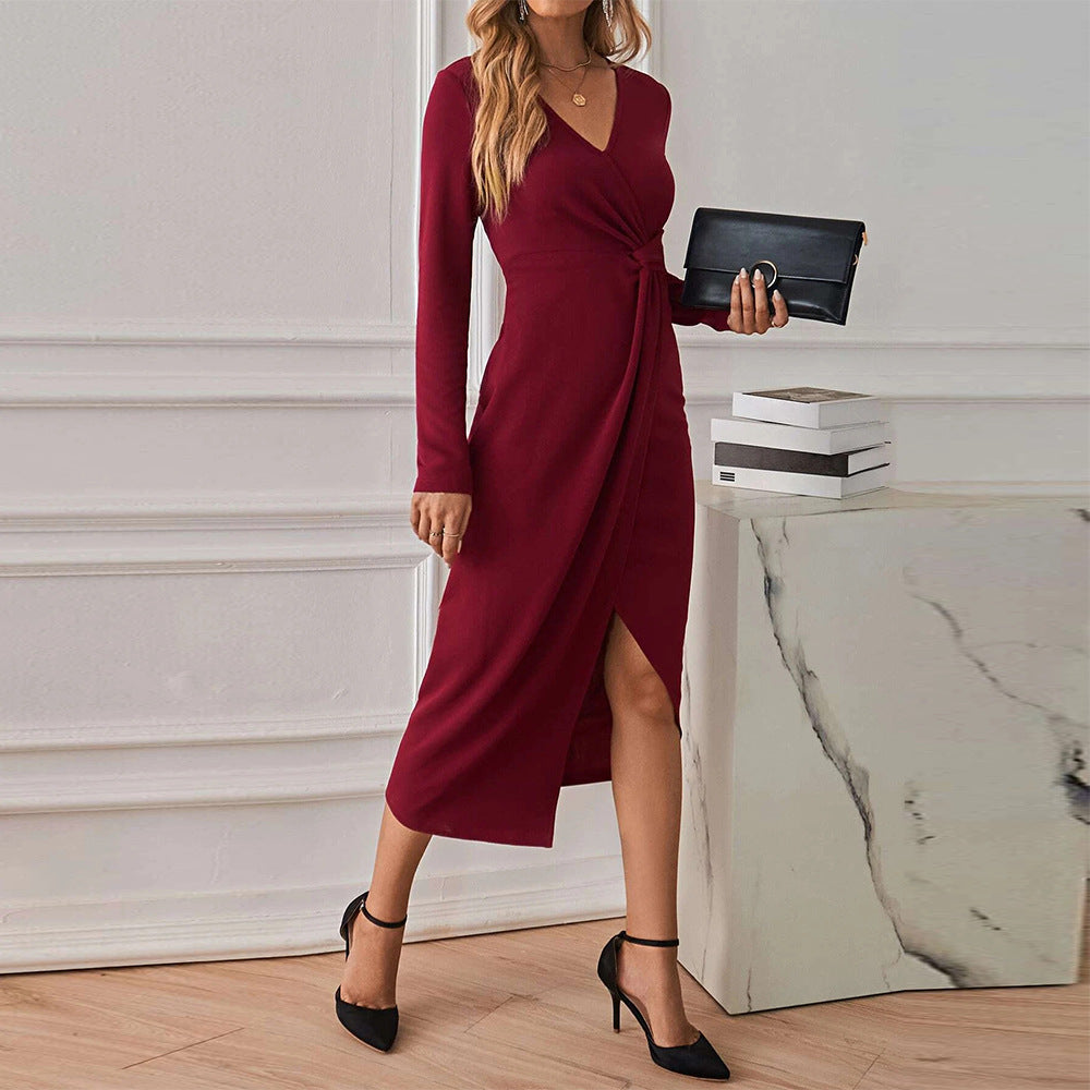 Robe midi femme avec ceinture tordue et fente profonde Levoire