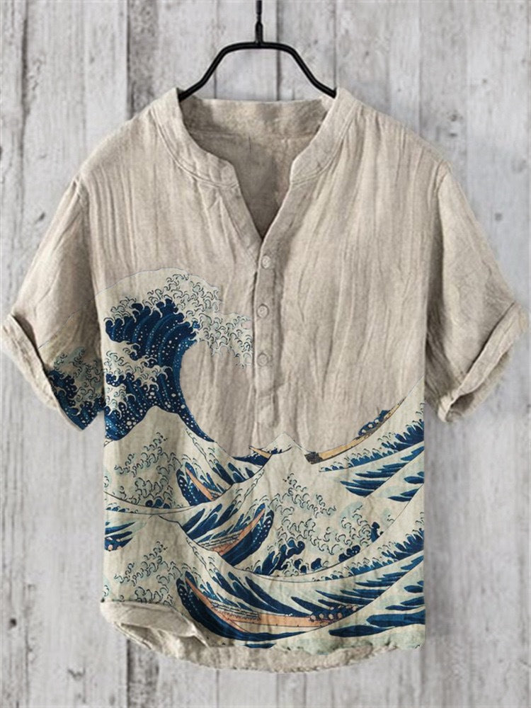 Levoire | Chemise Japonaise En Lin Mélangé Kanagawa golf 1