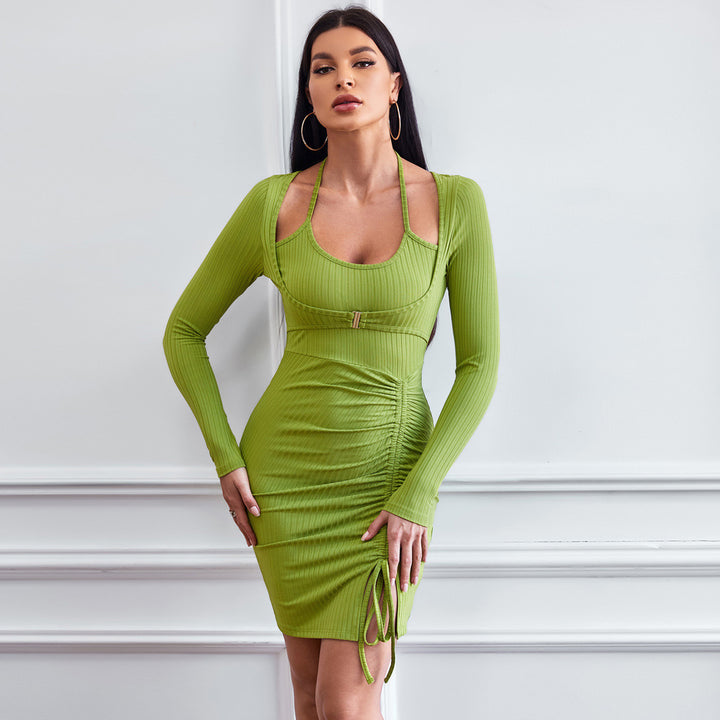 Robe mini femme avec des détails de volants sophistiqués et une découpe à la mode Levoire
