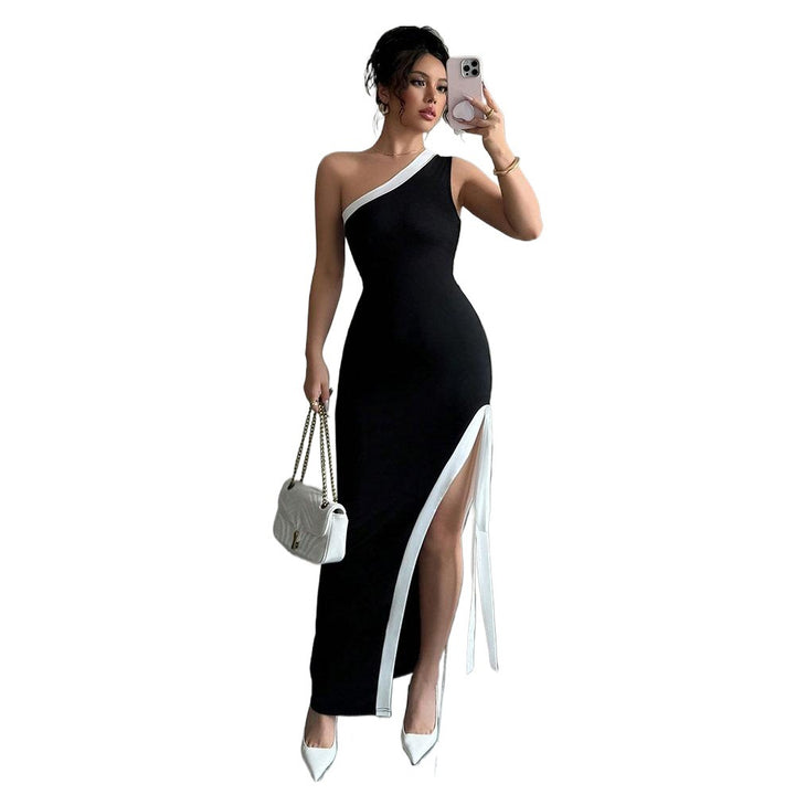 Robe de soirée bodycon pour femmes avec décolleté asymétrique et fente latérale Levoire