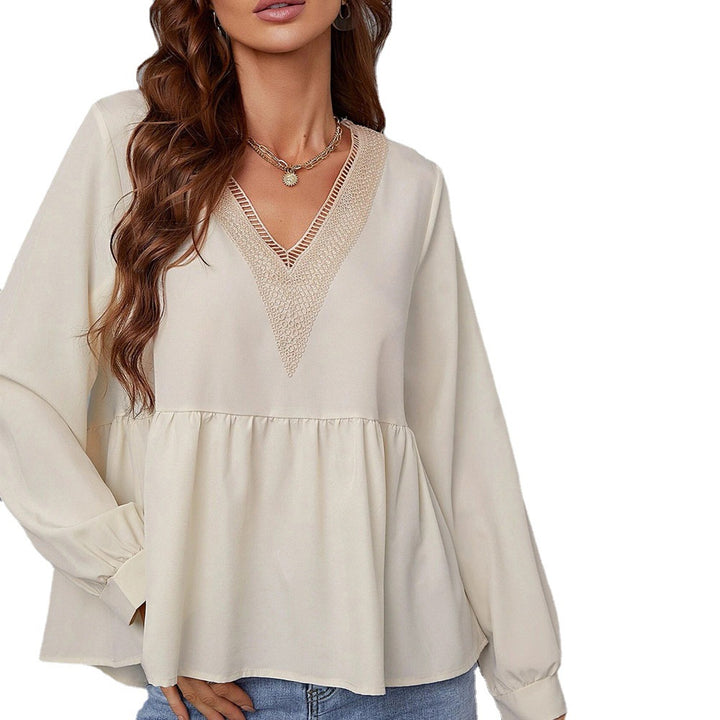 Blouse femme avec des manches embellies et de la dentelle Levoire